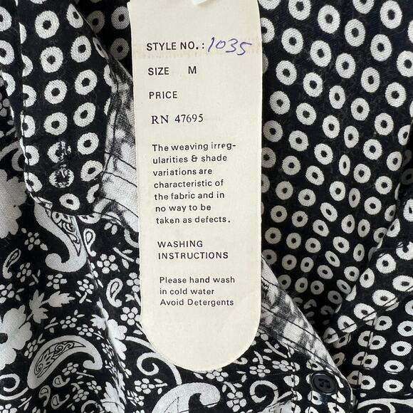 VTG SPORTIQUE Black White Mixed Print Short Sleeve Button Down Shirt Size M NEW - Picture 7 of 7